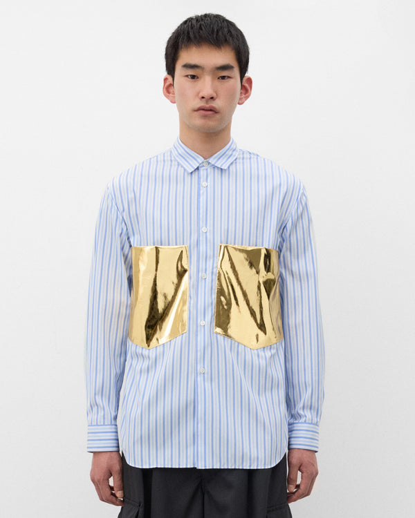 CDG Shirt - Men's Metallic Pocket Stripe Shirt - (Stripe/Gold)