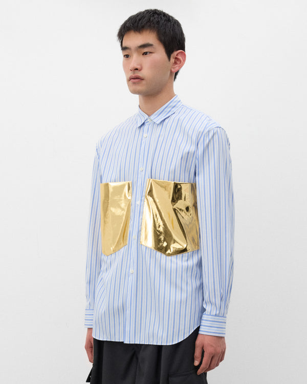 CDG Shirt - Men's Metallic Pocket Stripe Shirt - (Stripe/Gold)