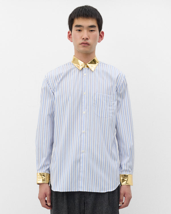 CDG Shirt - Men's Metallic Collar Stripe Shirt - (Stripe/Gold)