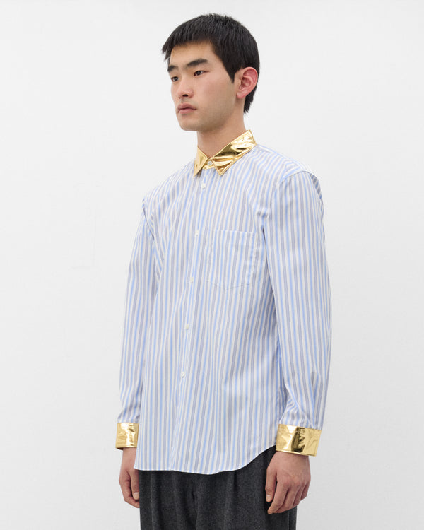 CDG Shirt - Men's Metallic Collar Stripe Shirt - (Stripe/Gold)