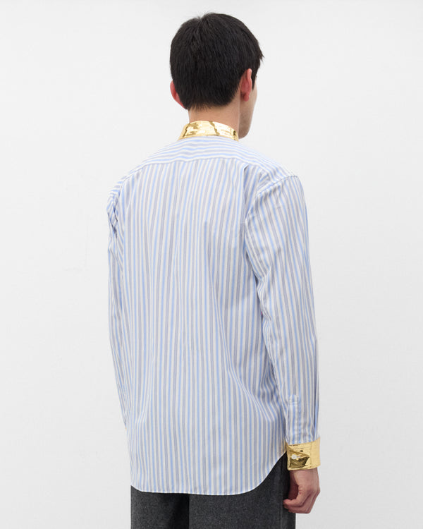 CDG Shirt - Men's Metallic Collar Stripe Shirt - (Stripe/Gold)