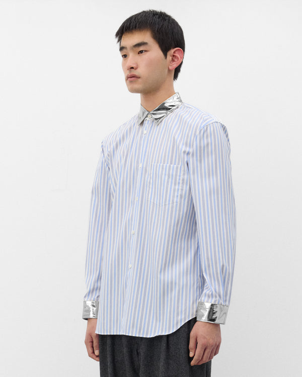 CDG Shirt - Men's Metallic Collar Stripe Shirt - (Stripe/Silver)
