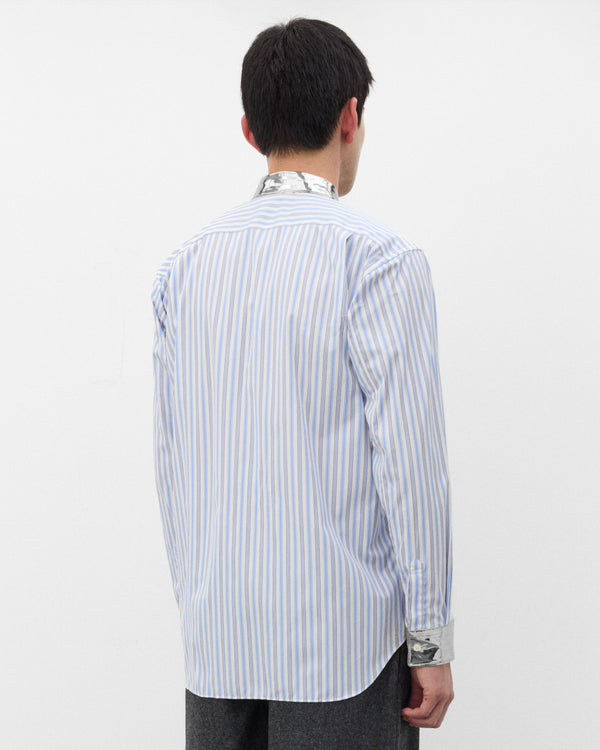 CDG Shirt - Men's Metallic Collar Stripe Shirt - (Stripe/Silver)