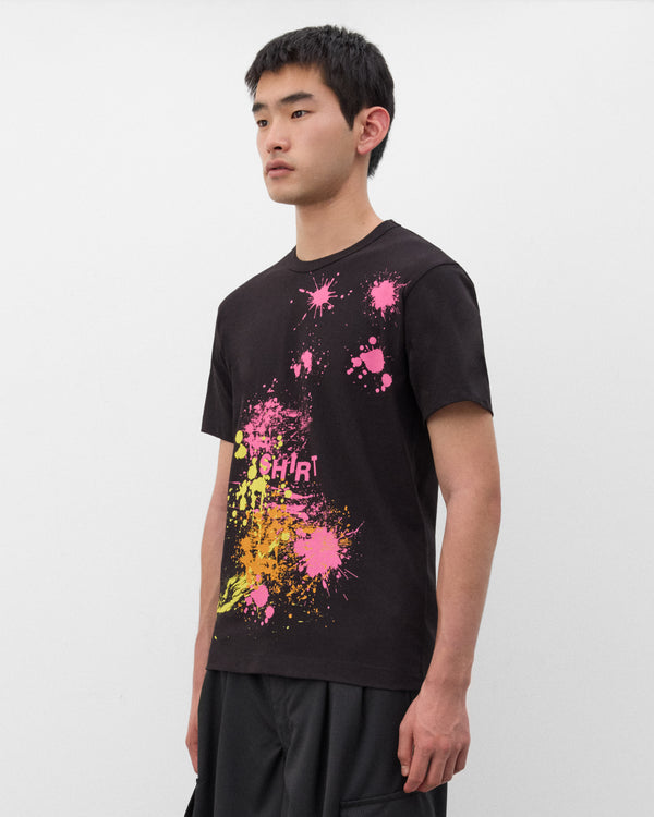 CDG Shirt - Men's Paint Splatter T-Shirt - (Black/Pink)