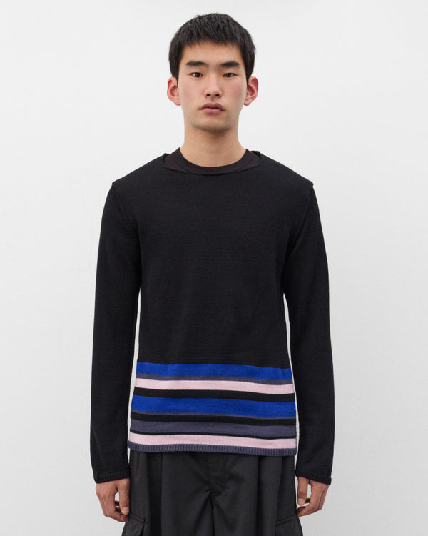 CDG Shirt - Men's Stripe Knit Sweater - (Black/Blue)