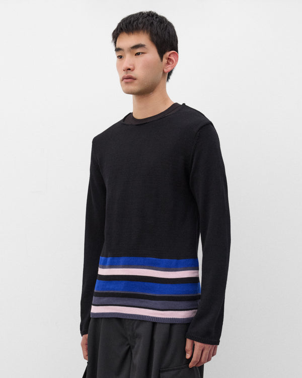 CDG Shirt - Men's Stripe Knit Sweater - (Black/Blue)