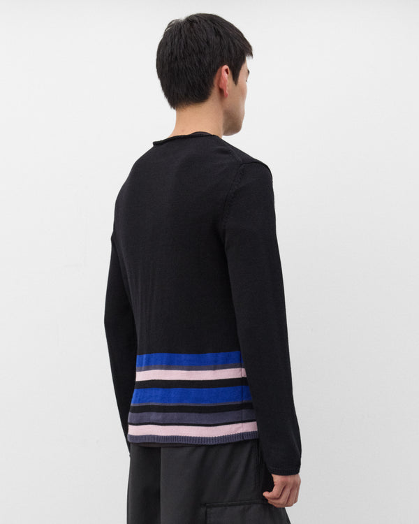 CDG Shirt - Men's Stripe Knit Sweater - (Black/Blue)