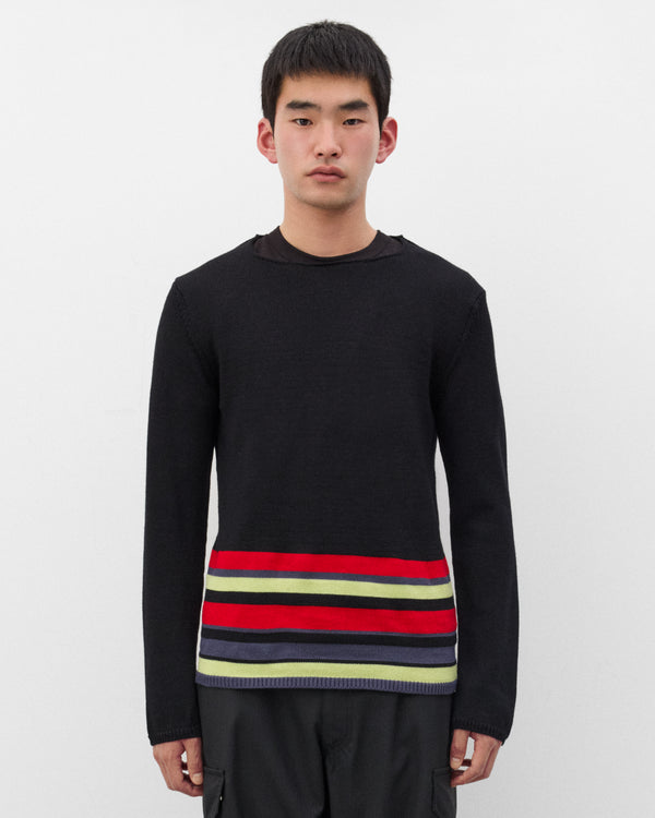 CDG Shirt - Men's Stripe Knit Sweater - (Black/Red)