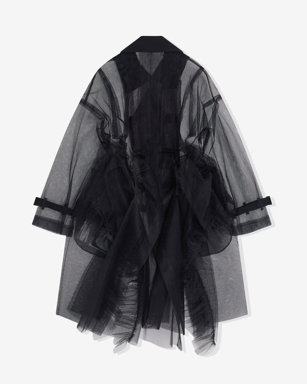 Tao - Women’s Tulle Double Breasted Coat - (Black)