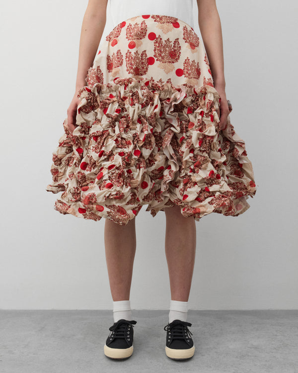 Tao - Women's Polka-Dot Floral Ruffled Skirt - (Pattern H)