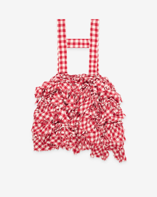 Tao - Women's Gingham Pinafore Skirt - (Red)