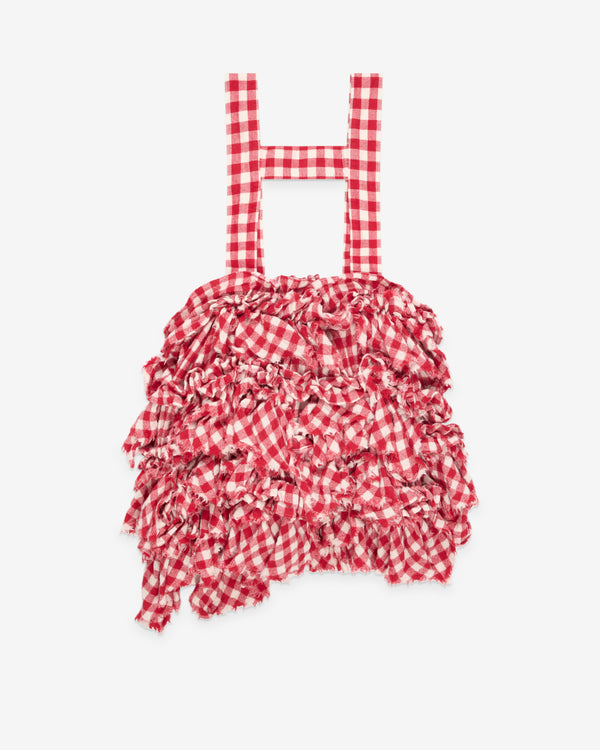 Tao - Women's Gingham Pinafore Skirt - (Red)
