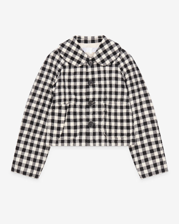 Tao - Women's Peter Pan Collar Gingham Jacket - (Black)