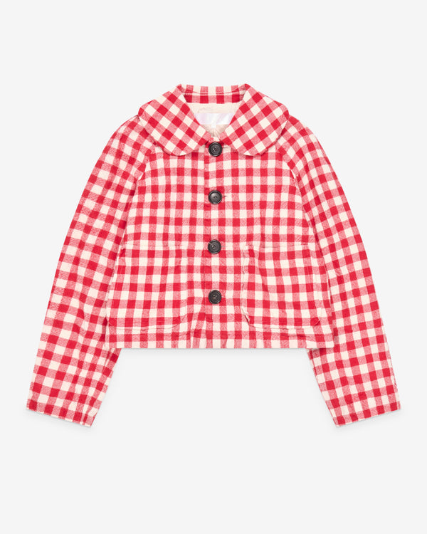 Tao - Women's Peter Pan Collar Gingham Jacket - (Red)