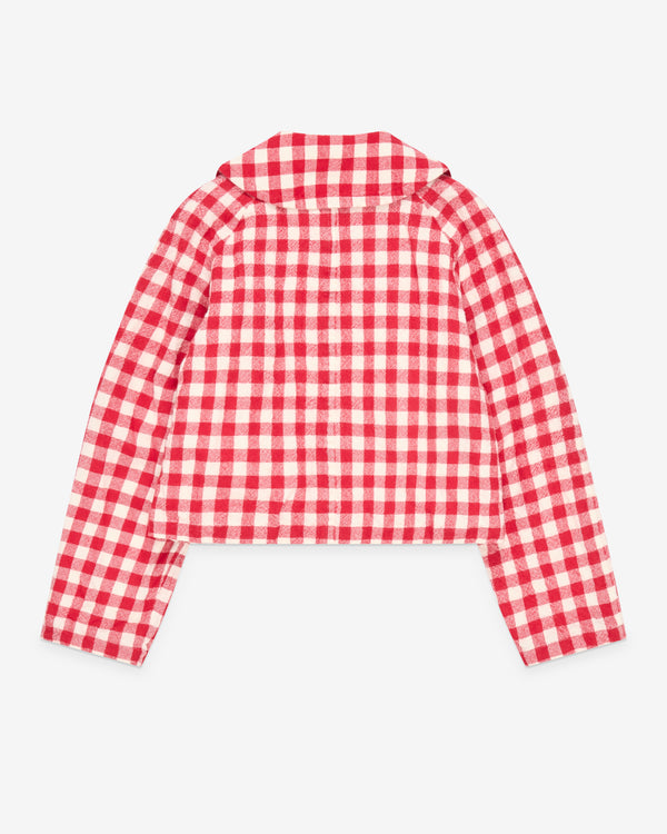 Tao - Women's Peter Pan Collar Gingham Jacket - (Red)