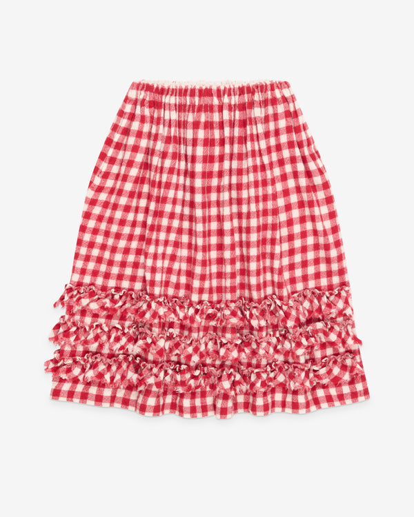 Tao - Women's Gingham Midi Skirt - (Red/White)