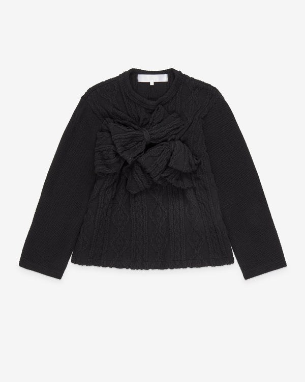 Tao - Women's Bow Cable Knit Sweater - (Black)