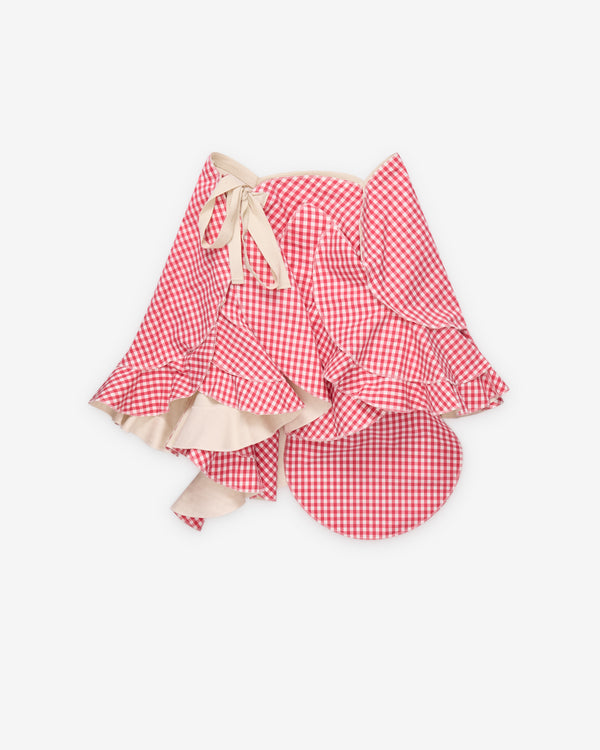 Tao - Women's Asymmetric Gingham Skirt - (Red/White)