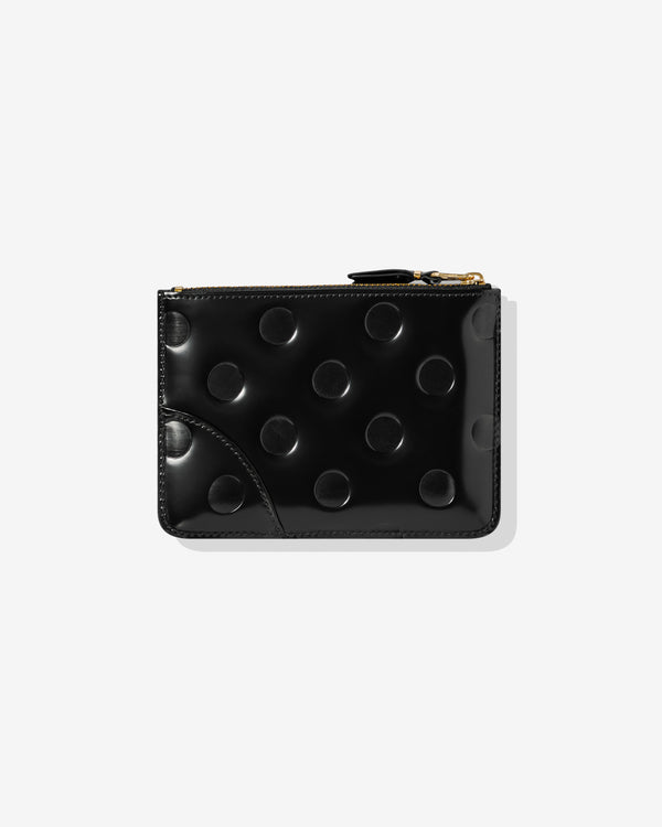CDG Wallet - Polka Dot Embossed Zip Pouch - (Black SA8100NE)