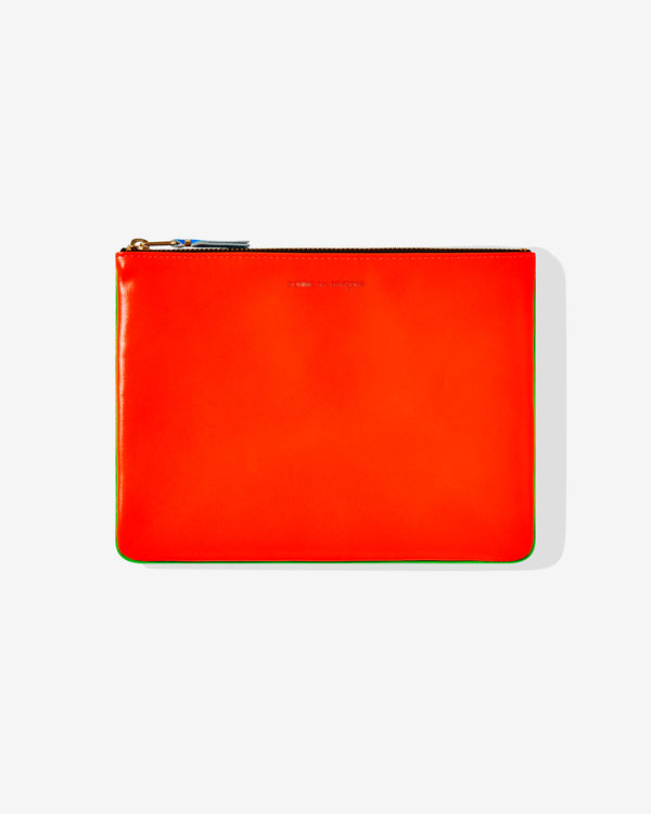 CDG Wallet - Super Fluo Zip Pouch - (Green/Orange SA5100SF)