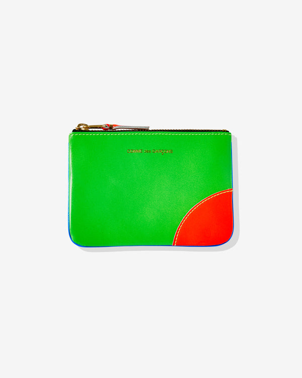 CDG Wallet - Super Fluo Zip Pouch - (Blue/Green SA8100SF)