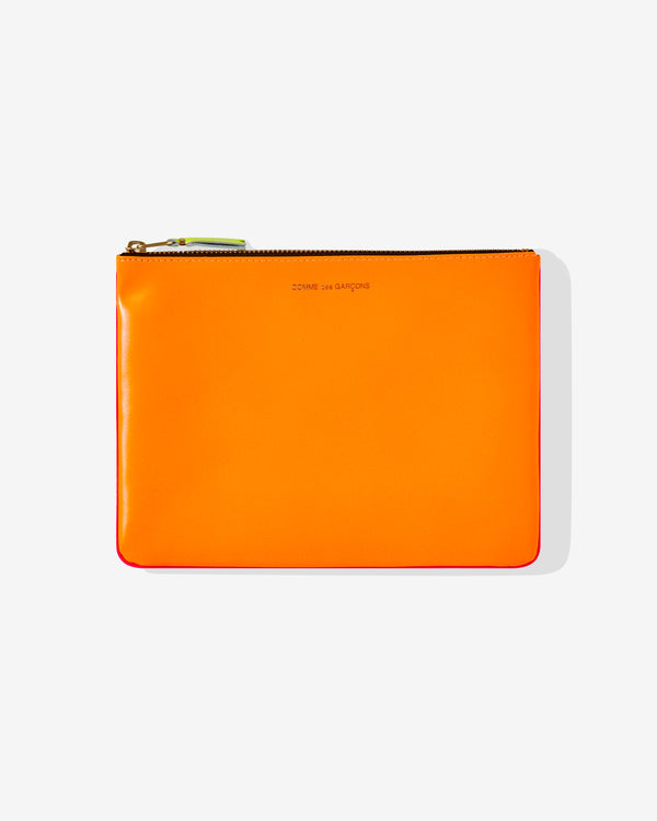 CDG Wallet - Super Fluo Zip Pouch - (Light Orange/Pink SA5100SF)