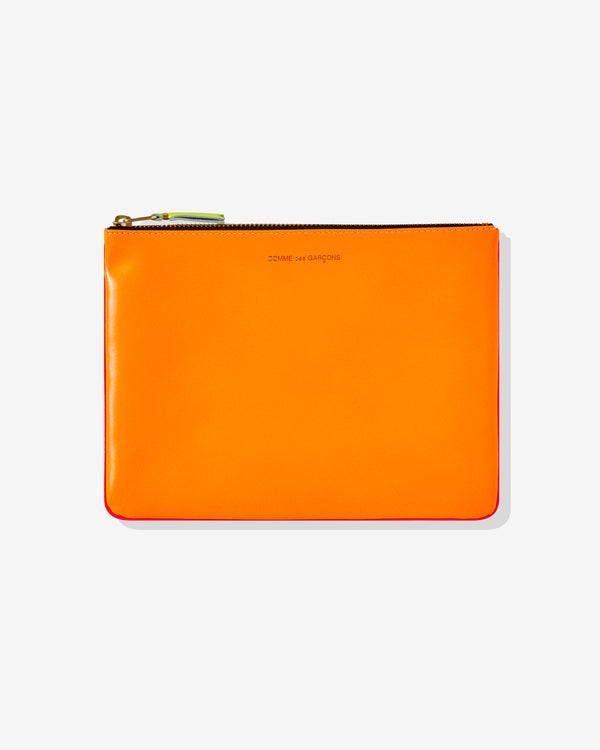 CDG Wallet - Super Fluo Zip Pouch - (Light Orange/Pink SA5100SF)