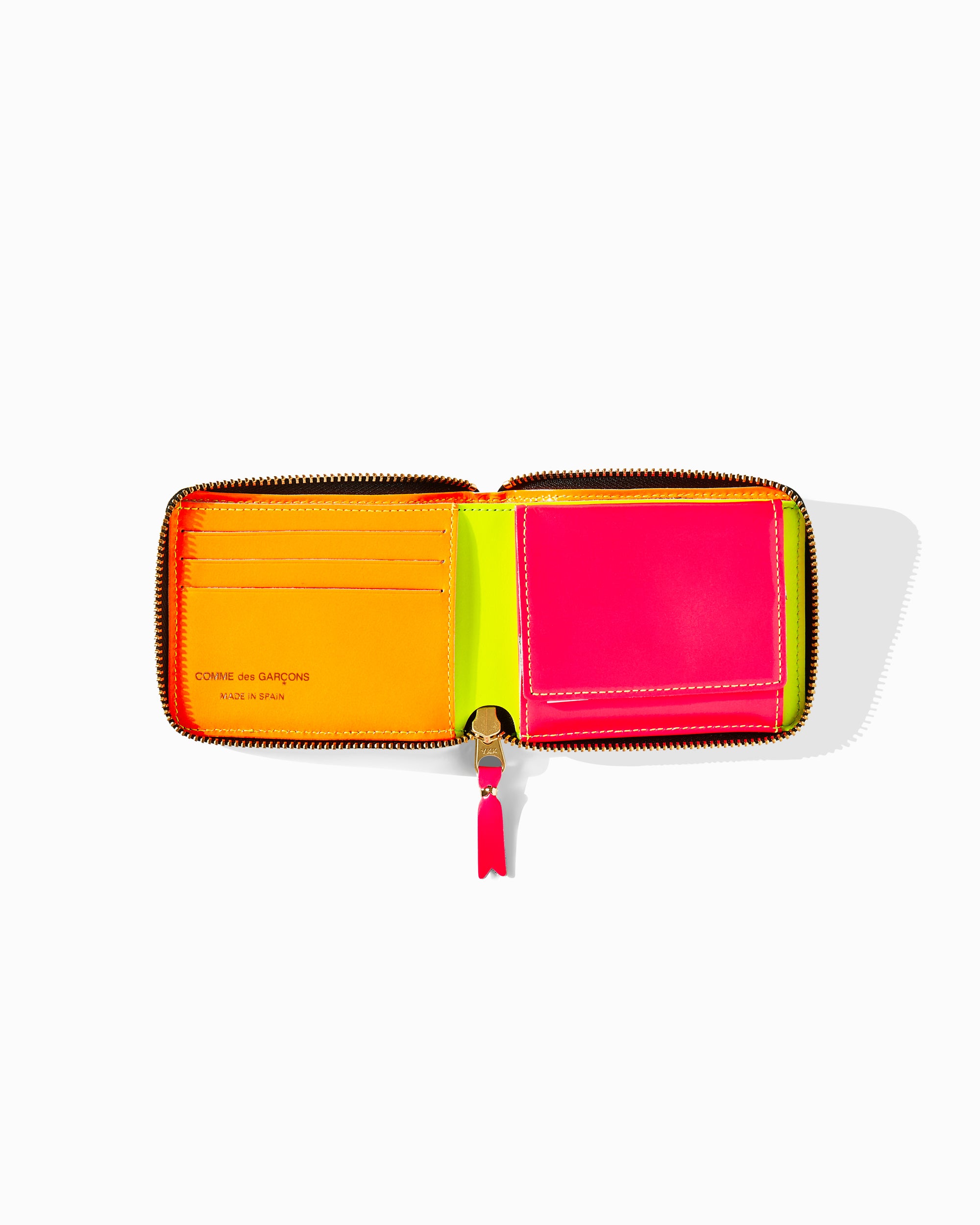 CDG Wallet - Super Fluo Full Zip Around Wallet - (Yellow/Orange SA7100SF) view 3