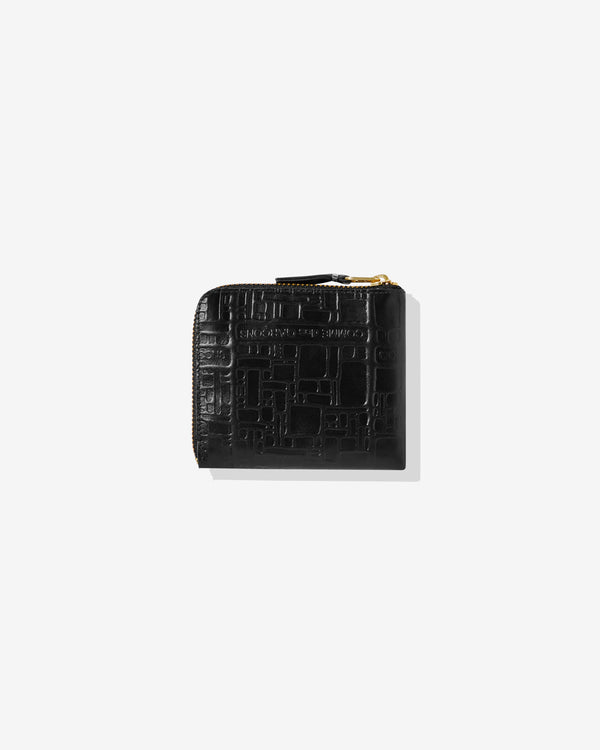 CDG Wallet - Embossed Logo Zip Around Wallet - (Black SA3100EL)