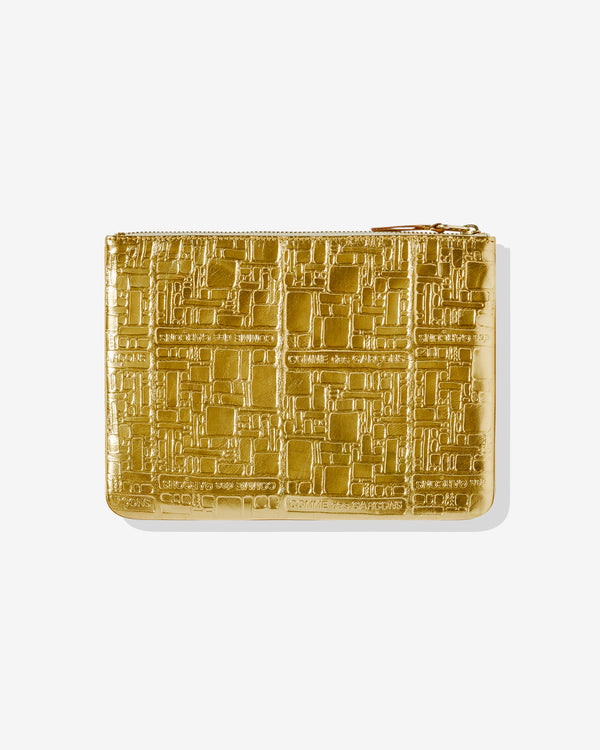 CDG Wallet - Embossed Logo Zip Pouch - (Gold SA5100EG)