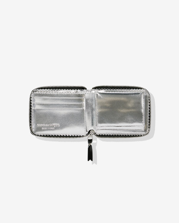 CDG Wallet - Mirror Inside Full Zip Around Wallet - (Black/Silver SA7100MI)