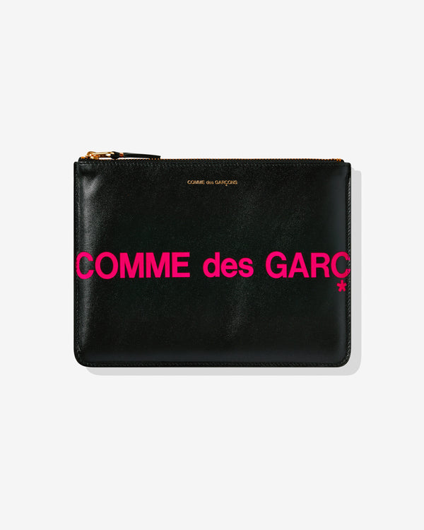 CDG Wallet - Black Huge Logo Wallet Zip Pouch - (Pink SA5100HL)