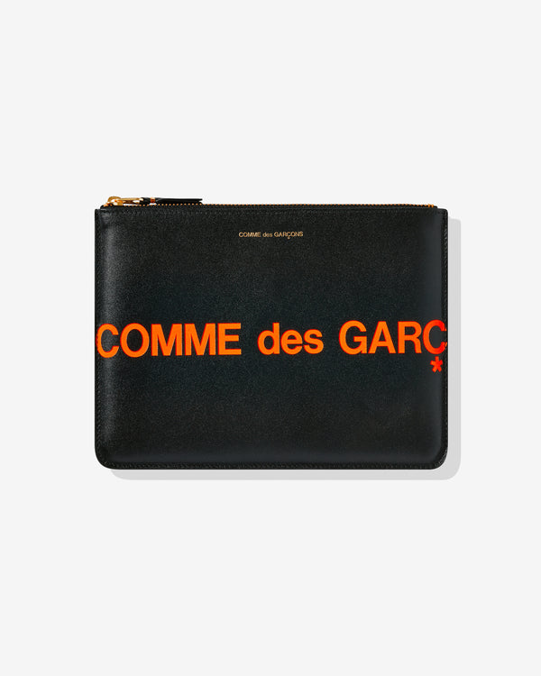 CDG Wallet - Black Huge Logo Wallet Zip Pouch - (Orange SA5100HL)