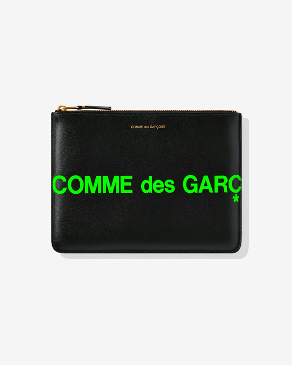 CDG Wallet - Black Huge Logo Wallet Zip Pouch - (SA5100HL Green)