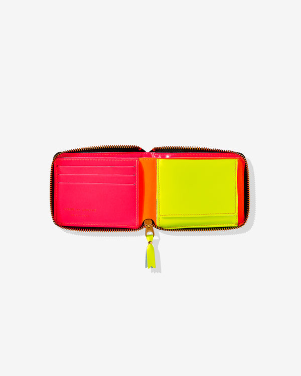 CDG Wallet - Super Fluo Full Zip Around Wallet - (Light Orange/Pink SA7100SF)