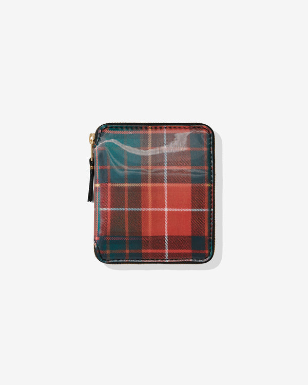 CDG Wallet - Lenticular Tartan Full Zip Around Wallet - (Red/Green)