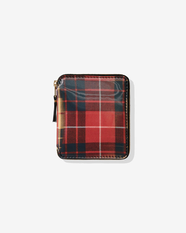 CDG Wallet - Lenticular Tartan Full Zip Around Wallet - (Red/Yellow)