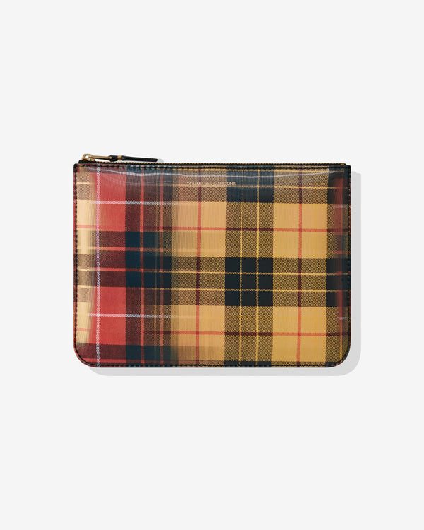 CDG Wallet - Lenticular Tartan Zip Pouch - (Red/Yellow)