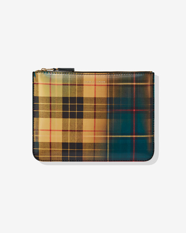 CDG Wallet - Lenticular Tartan Zip Pouch - (Yellow/Green)