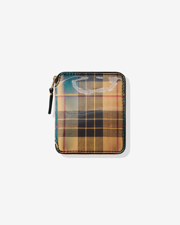 CDG Wallet - Lenticular Tartan Full Zip Around Wallet - (Yellow/Green)