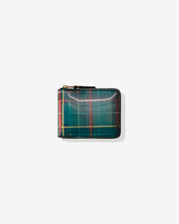 CDG Wallet - Lenticular Tartan Full Zip Around Wallet - (Red/Green)