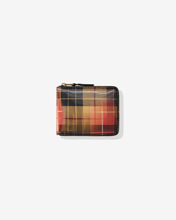 CDG Wallet - Lenticular Tartan Full Zip Around Wallet - (Red/Yellow)