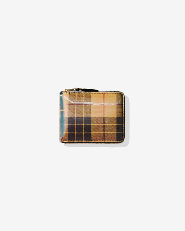 CDG Wallet - Lenticular Tartan Full Zip Around Wallet - (Yellow/Green)