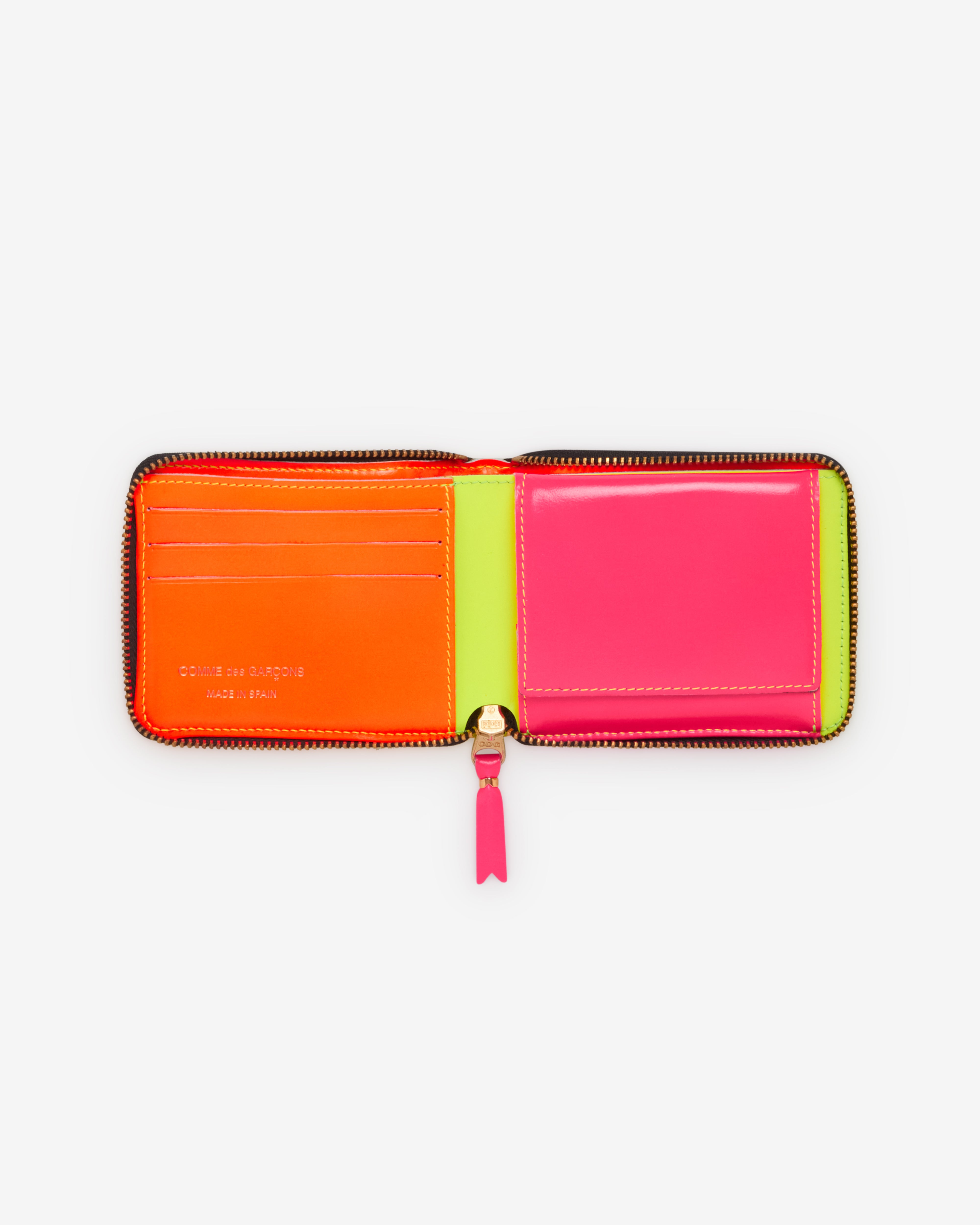 CDG Wallet: Men's Super Fluo Full Zip Around Wallet (SA7100SF