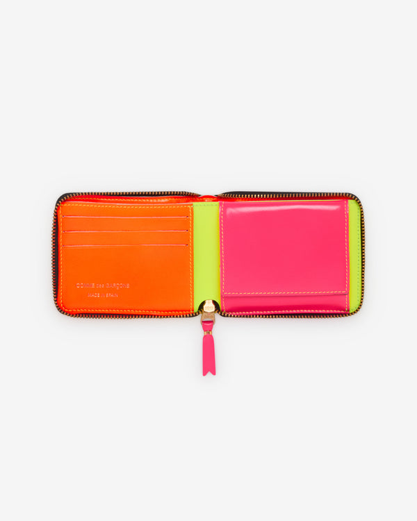 CDG Wallet - Men's Super Fluo Full Zip Around Wallet - (SA7100SF Yellow/Pink)
