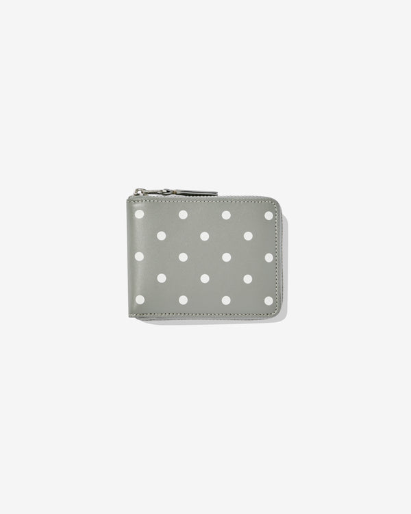 CDG Wallet - Polka Dot Printed Full Zip Around Wallet - (Grey SA7100PD)