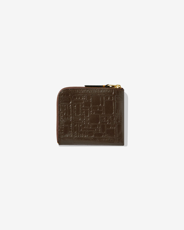 CDG Wallet - Embossed Logo Zip Around Wallet - (Brown SA3100EL)