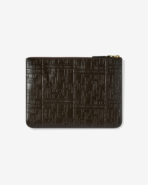 CDG Wallet - Embossed Logo Zip Pouch - (Brown SA5100EL)
