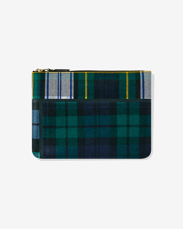 CDG Wallet - Tartan Patchwork Zip Pouch - (Green SA5100TP)