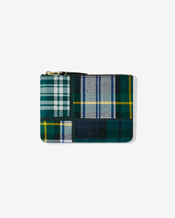 CDG Wallet - Tartan Patchwork Zip Pouch - (Green SA8100TP)